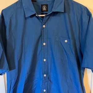 Blue Volcom casual button up shirt
